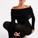 Evelyn | Off-Shoulder Bouclé Maxi Dress