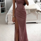 Niamh | Corset Maxi Dress with High Slit and Spaghetti Straps
