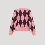 Holly | Cropped Argyle Knit Cardigan