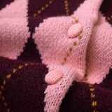Holly | Cropped Argyle Knit Cardigan