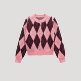 Holly | Cropped Argyle Knit Cardigan