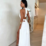 Idony | Halter Neck Maxi Dress with Side Slit