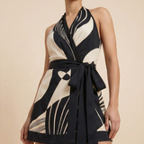 Natalia | Halter Wrap Mini Dress with Tie Waist