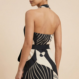 Natalia | Halter Wrap Mini Dress with Tie Waist