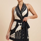 Natalia | Halter Wrap Mini Dress with Tie Waist