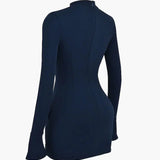 Samantha | Long Sleeve Mini Dress with Peplum Waist Detail