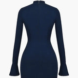 Samantha | Long Sleeve Mini Dress with Peplum Waist Detail