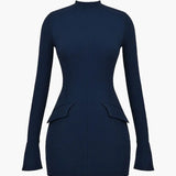 Samantha | Long Sleeve Mini Dress with Peplum Waist Detail