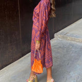Lizzy | Long Sleeve Wrap Midi Dress with V Neck