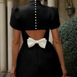 Leontina | Mini Dress with Back Bow Detail