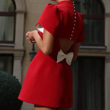Leontina | Mini Dress with Back Bow Detail
