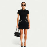 Rema | Mini Dress with Pearl Trim and Pocket Detail