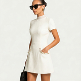 Rema | Mini Dress with Pearl Trim and Pocket Detail