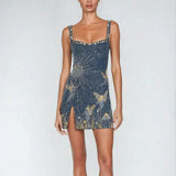 Kiayla | Mini Dress with Star Detail and Slit