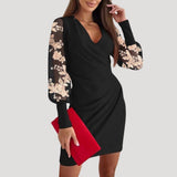 Ava | Mini Wrap Dress with Sheer Long Sleeves