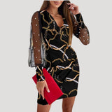 Ava | Mini Wrap Dress with Sheer Long Sleeves