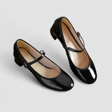 Maravine Studio | Patent Mary Jane Heels with Strap and Block Heel