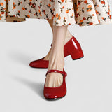 Maravine Studio | Patent Mary Jane Heels with Strap and Block Heel
