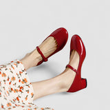 Maravine Studio | Patent Mary Jane Heels with Strap and Block Heel
