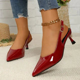 Maravine Studio | Patent Slingback Heels with Pointed Toe Design
