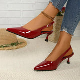 Maravine Studio | Patent Slingback Heels with Pointed Toe Design