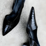 Maravine Studio | Pointed Toe Slingback Shoes with Block Heel