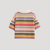 Erin | Spring Striped Crochet Knit Cardigan with Button Front