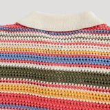 Erin | Spring Striped Crochet Knit Cardigan with Button Front