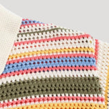 Erin | Spring Striped Crochet Knit Cardigan with Button Front