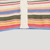 Erin | Spring Striped Crochet Knit Cardigan with Button Front