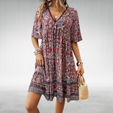 Charlotte | Bohemian Printed Knee-Length Dress with Relaxed Fit