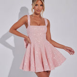 Juliette | Sequin Square Neck Mini Dress with Bow Detail