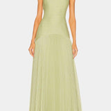 Caeloria | Elegant Mesh Maxi Dress with Front Slit