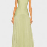 Caeloria | Elegant Mesh Maxi Dress with Front Slit