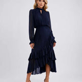Penelope | Women's Pleated Maxi Dress with Halter Neck