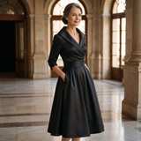 Eleanor | Elegant Timeless Midi Dress with Wrap Top and Flared A-Line Skirt