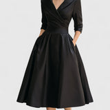 Eleanor | Elegant Timeless Midi Dress with Wrap Top and Flared A-Line Skirt