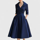Eleanor | Elegant Timeless Midi Dress with Wrap Top and Flared A-Line Skirt