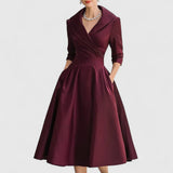 Eleanor | Elegant Timeless Midi Dress with Wrap Top and Flared A-Line Skirt