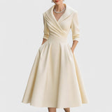Eleanor | Elegant Timeless Midi Dress with Wrap Top and Flared A-Line Skirt