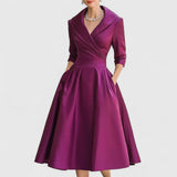 Eleanor | Elegant Timeless Midi Dress with Wrap Top and Flared A-Line Skirt