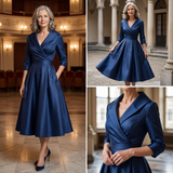 Eleanor | Elegant Timeless Midi Dress with Wrap Top and Flared A-Line Skirt