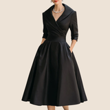 Eleanor | Elegant Timeless Midi Dress with Wrap Top and Flared A-Line Skirt