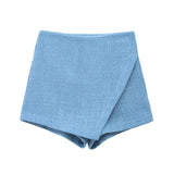 Esme | Summer Tailored Shorts Green Wrap Front Mini High Waisted