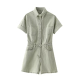 Phoebe | Utility Cotton Short Jumpsuit