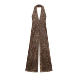 Celestine | Halter Neck Wide-Leg Chiffon Jumpsuit