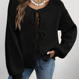 Mabel | Soft Knit Cardigan with Bow Fastenings
