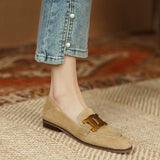 Madeline | Suede Loafers with Gold Chain Detail