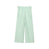 Georgia | Ribbed Linen Wide-Leg Trousers with Adjustable Drawstring Waist