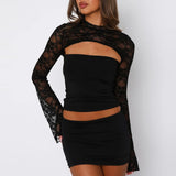Lianna | Lace Cut-Out Long Sleeve Top For Woman